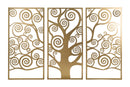 Pannello Albero della Vita Oro Set 3Pz 165x2x110 cm in Ferro Oro