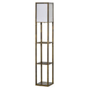 Lampada da Terra Attacco E27 Potenza 40W con Mensole in MDF Colore Legno  