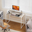 Scrivania Pieghevole Salvaspazio 100x48x87,5 cm con Stand per Monitor Rimovibile in Accaio Bianco e Legno      
