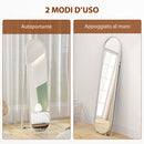 Specchio a Figura Intera da Terra 40x4x160 cm con Supporto Pieghevole in Vetro e Metallo Argento      