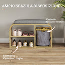 Panca Scarpiera da Ingresso 70x30x45 cm con Seduta Imbottita e Cesta Estraibile Design a Doghe Legno  
