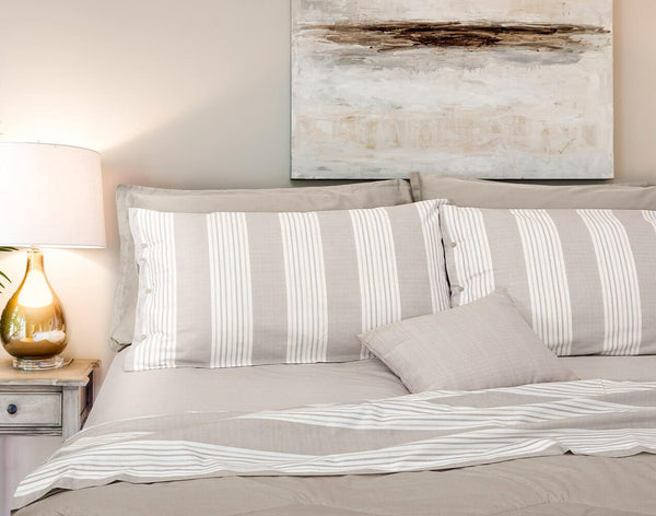 prezzo Set aus Baumwolllaken oben und unten mit Cober Striped Ecru Ecken und Kissenbezügen in verschiedenen Größen