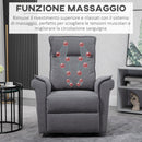 Poltrona Alzapersona Elettrica Massaggiante 86x95x106 cm in Tessuto Grigio