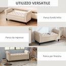 Panca Contenitore Fondoletto  126x48,5x57 cm con Braccioli Alti in Tessuto Effetto Velluto Beige  