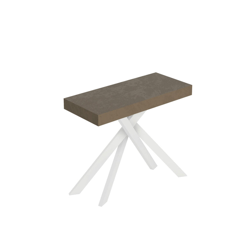 Consolle Allungabile 90-300x40x77 cm Saki Premium Tortora Gambe Bianche 