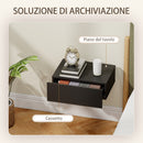 Set di 2 Comodini Sospesi Moderni 40x30x15 cm con Cassetto in Legno Nero      
