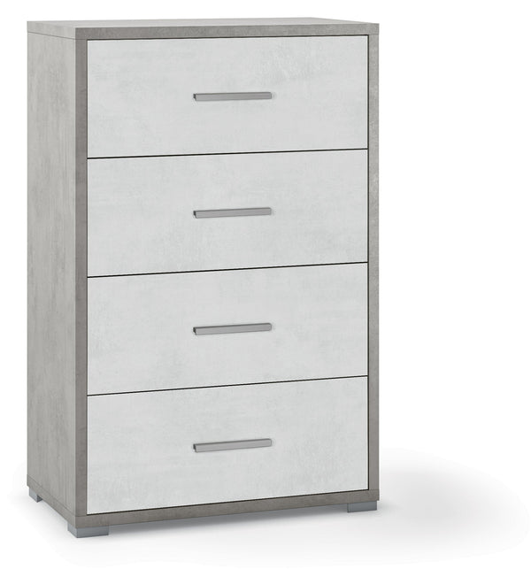 Kommode mit 4 Schubladen 71x110x41 cm Zement/Weißoxid sconto