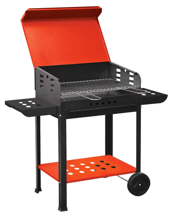 Holzkohlegrill aus Stahl mit Rädern Bauer Vanessa Rot und Schwarz prezzo