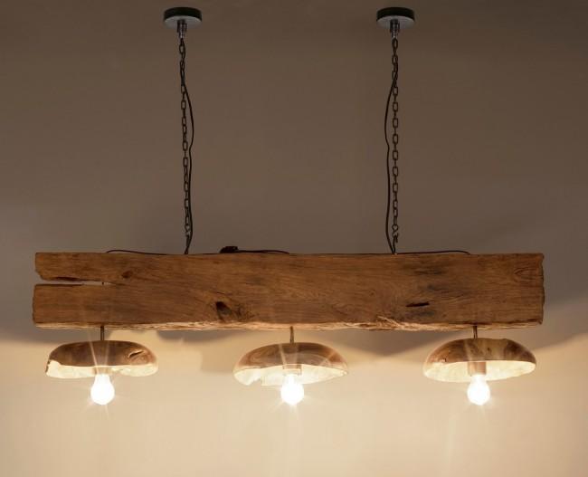 Lampadario Florent 3 Luci 130x30x28 cm E27 in Legno