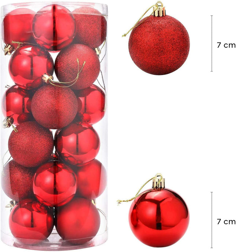 Set 48 Palline Decorative Ø 7 cm per Albero di Natale Rosse