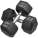 Set di Manubri Palestra da 2x12,5 kg Esagonale Pesi per Palestra con Impugnatura Zigrinata Antiscivolo Nero      