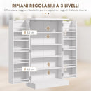 Armadio da Cucina con 5 Ripiani Centrali e 2 Ripiani Laterali a 6 Livelli 60x30x104 cm in MDF Bianco