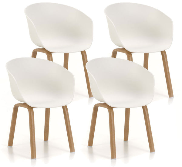 Set mit 4 Stühlen 58 x 51 x 78 cm aus weißem Polypropylen sconto