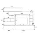 Parete attrezzata Tronador 260 cm bianco opaco e rovere