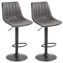Set 2 Sgabelli da Bar Moderni 43x46,5x89-110A cm con Schienale e Poggiapiedi in Microfibra Grigio      