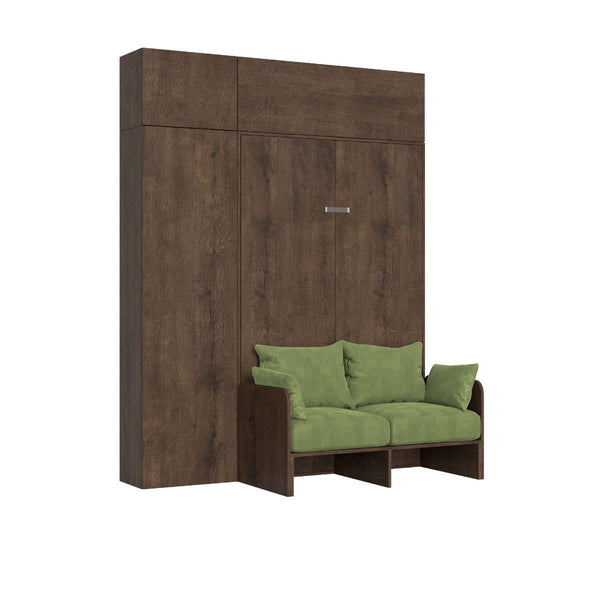 Letto Matrimoniale Francese A Scomparsa 140 Kentaro Con Divano E Mobili Noce e Verde sconto