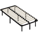 Rete Fissa Letto Singolo 190x90x31 cm a 28 Doghe con Spazio Sottostante in Legno e Acciaio Nero e Legno      
