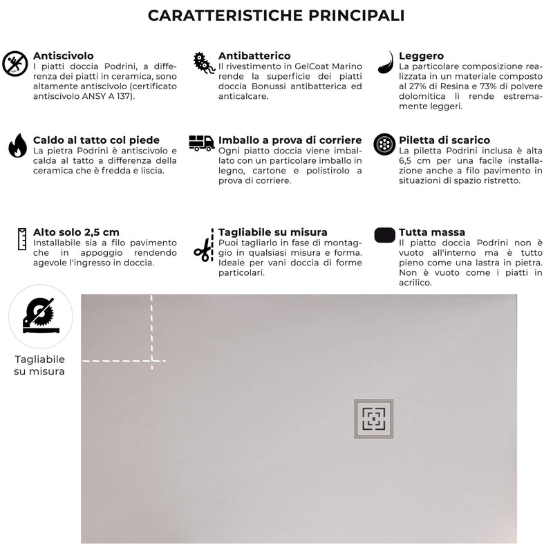 Piatto Doccia in Pietra Bonussi Canton Bianco Varie Misure