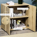 Mobiletto Multiuso 2 Ante 70x39x70 cm con Ruote in Legno
