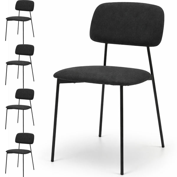 prezzo Set 4 Sedie Parigi con Struttura in Metallo e Seduta Ergonomica in Tessuto Nero