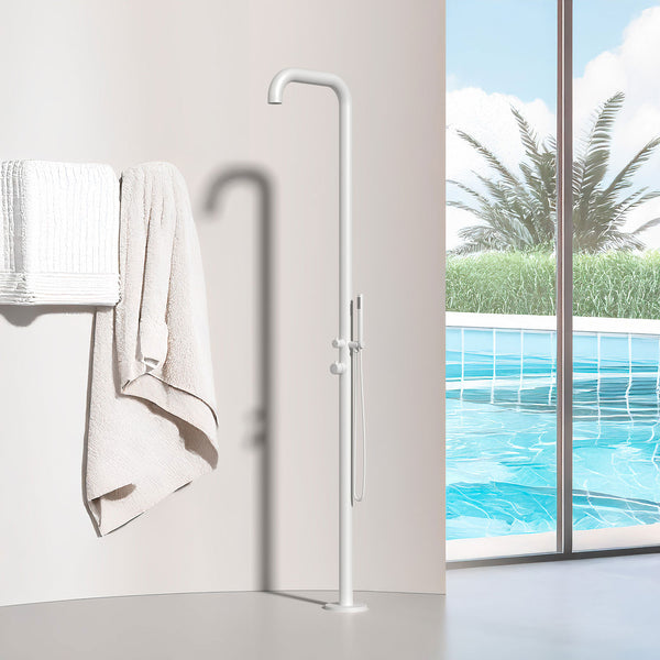 acquista Doccia da Giardino in Acciaio Inox con Miscelatore e Doccino Sined Chia Bianco