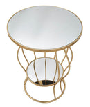 Tavolinetto Flat Ø50x68 cm in Ferro e Specchio Oro e Argento