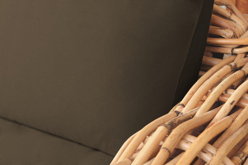 Divano Polinesia 3 Posti con Cuscini 75x265x105 cm in Rattan Marrone