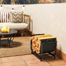 Porta Legna da Interno Esterno in Metallo con Borsa Oxford 53x33x43 cm Nero      
