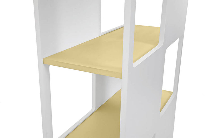 Libreria 8 Fori 78x32x160cm in MDF TFT  Oblò Bianco Opaco e Giallo