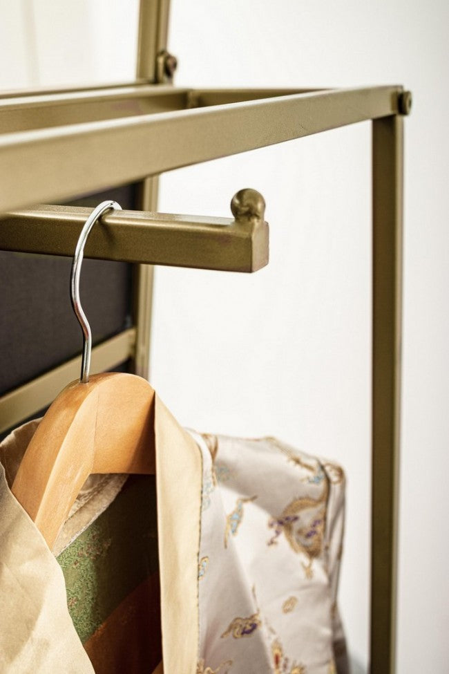 Specchio con Porta Abiti Ekbal Oro in Acciaio