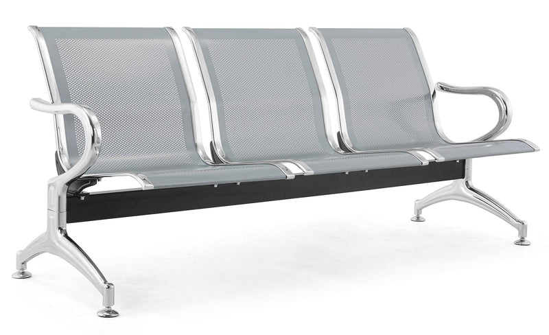 Panca per Sala Attesa 3 Posti in Acciaio da Ufficio Tosini Grigia