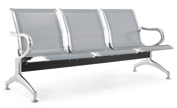sconto Graue Tosini Bürobank für Wartezimmer 3 Sitze aus Stahl