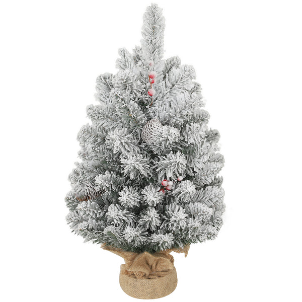 online Albero di Natale Mini Innevato 60 cm con Pigne e Bacche Rosse per Interni