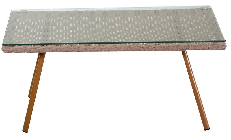 Set da Giardino Divano 2 Poltrone e Tavolino in Polyrattan Laredo Melange Crema