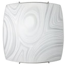 Plafoniera 1xE27 Ganci Cromo Vetro Lastra Bianco Decorato Fantasia E-Energy Martina