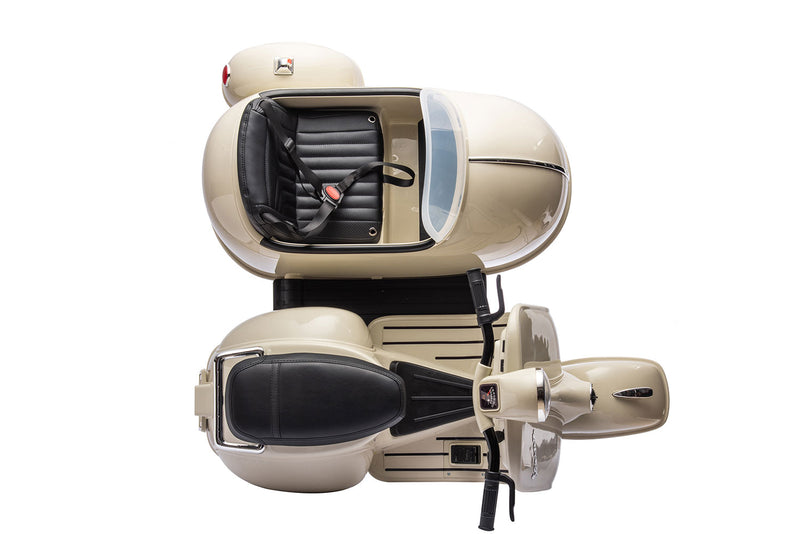Moto Elettrica per Bambini Licenza Piaggio Vespa Sidecar 12V Crema  
