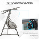 Dondolo 3 Posti da Giardino 218x120x168 cm in Acciaio Marrone