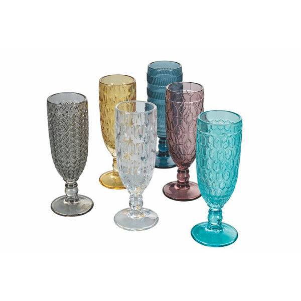 Set 6 Sektgläser Geometrien Glas Villa d'Este Home Tivoli 6 verschiedene Farben sconto