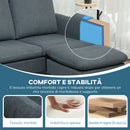 Divano 3 Posti con Poggiapiedi Chaise Longue 196x140x88 cm Effetto Velluto Grigio Carbone  