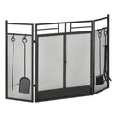 Parascintille con Antine e Porta Centrale 122x1,6x80 cm in Acciaio e Rete Metallica Nero