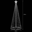 Albero di Natale Luminoso Ø80x220 cm 592 LED RGB con 8 Giochi di Luce da Esterno in Metallo Multicolore      