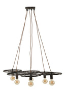 Lampadario Indust Circle 6 Luci 110x60x6 cm in Ferro