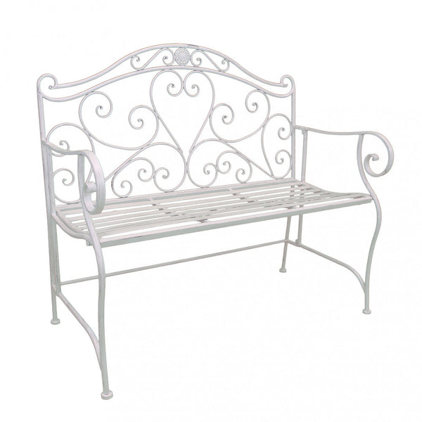 prezzo Antike weiße Dollie Bank 103 x 54 x 95 h cm aus weißem Stahl