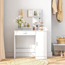 Consolle Trucco 90x38x138 cm con Specchio Cassetto e Mobiletto in Truciolato Bianco   