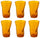 Set mit 6 zerknitterten Gläsern 34 cl Ø8 cm aus orangefarbenem Kaleidos-Pressglas
