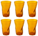 Set 6 Bicchieri Accartocciati 34 cl Ø8 cm in Vetro Pressato Kaleidos Arancioni