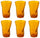 Set mit 6 zerknitterten Gläsern 34 cl Ø8 cm aus orangefarbenem Kaleidos-Pressglas