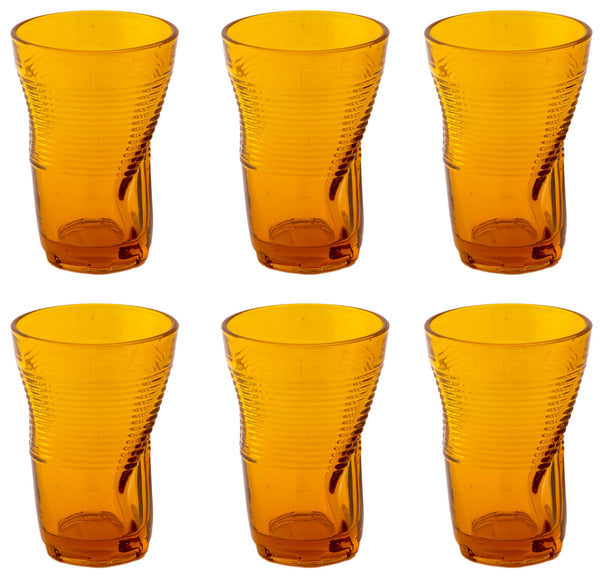 Set mit 6 zerknitterten Gläsern 34 cl Ø8 cm aus orangefarbenem Kaleidos-Pressglas online