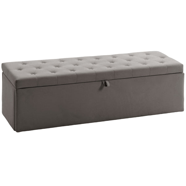online Cassapanca Contenitore 137x41x42 cm Capienza 140L con Seduta Ampia Imbottita Capacità 240kg in Velluto Grigio
