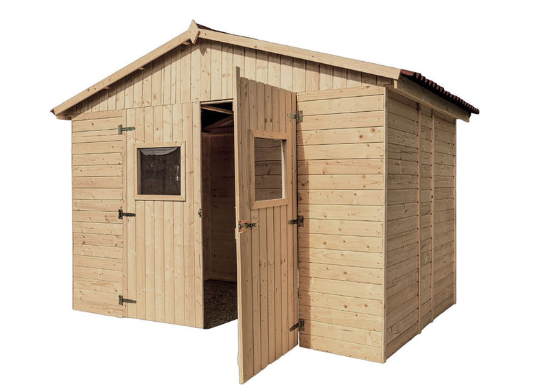 Casetta Box da Giardino 2,8x2 m Senza Pavimento in Legno Picea Massello 16mm Eden